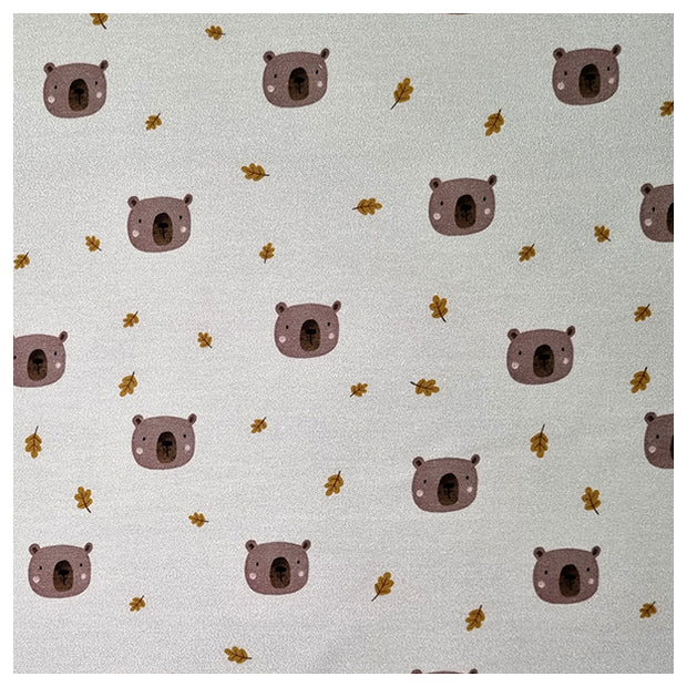 French Terry Bären und Blätter geraut