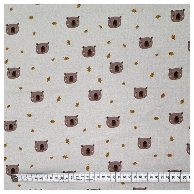 French Terry Bären und Blätter geraut