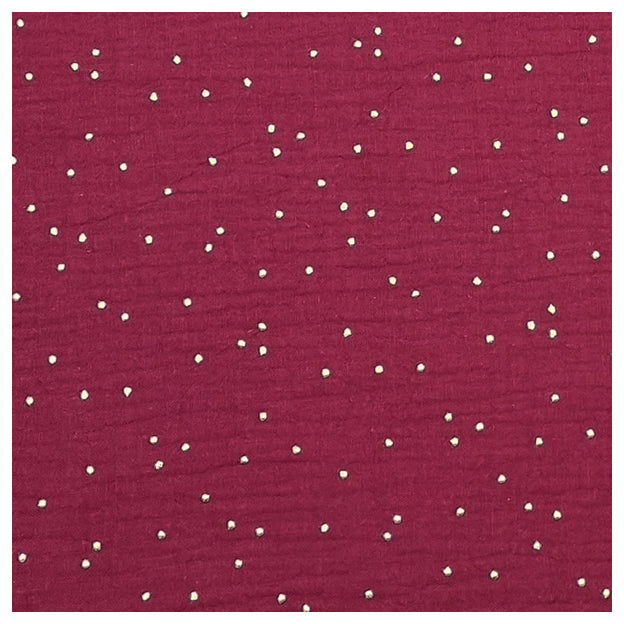 Musselin bordeaux mit Tupfen in gold