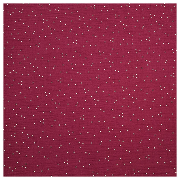 Musselin bordeaux mit Tupfen in gold