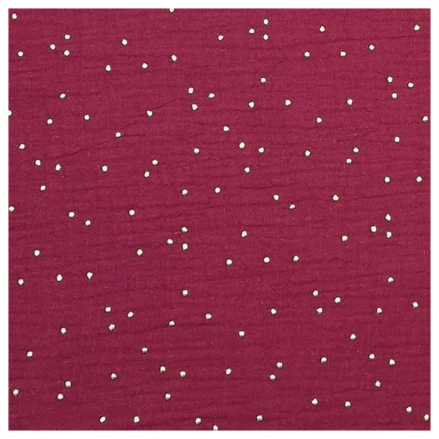 Musselin bordeaux mit Tupfen in gold