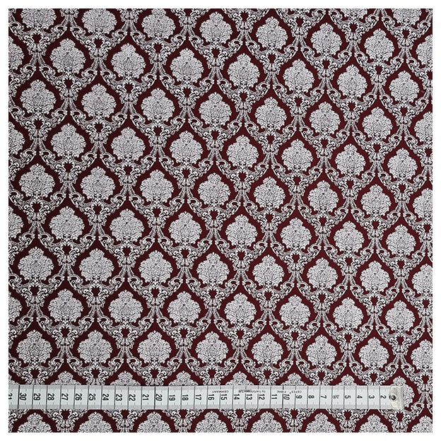 Baumwollsatin Ornamente purpurrot und weiß