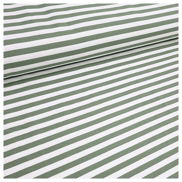French Terry Streifen grün und weiß 10mm