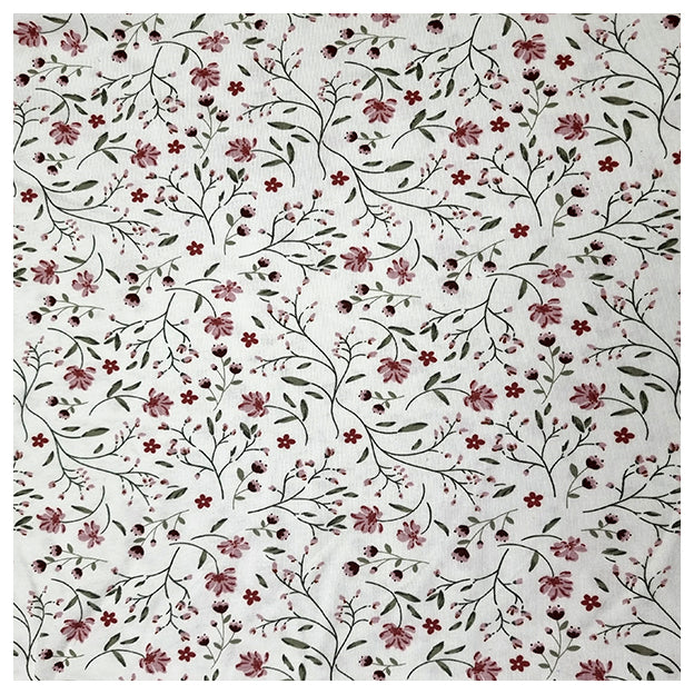 Jersey Blumen und Blätter wollweiß