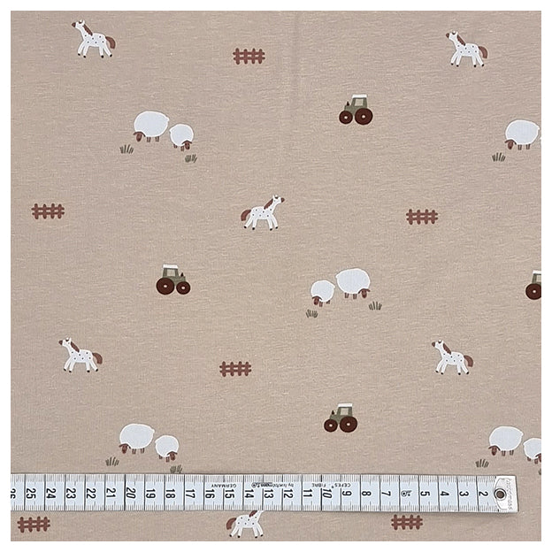 Jersey Bauernhof beige