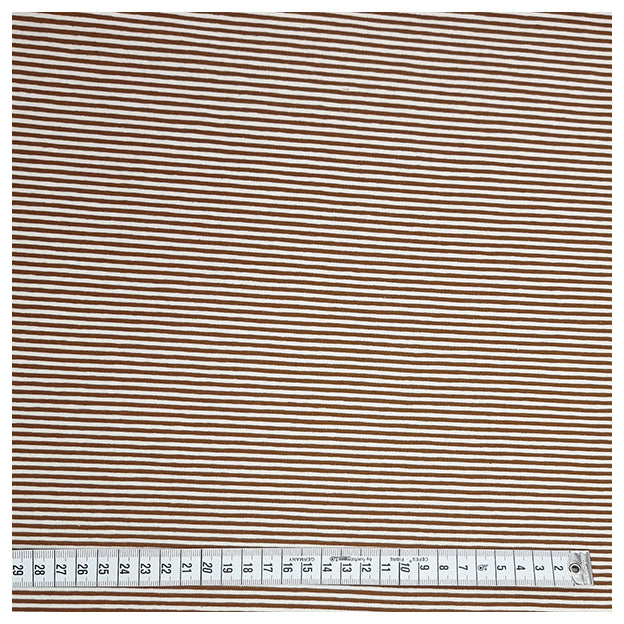 Jersey Streifen Karamell und weiß 2mm
