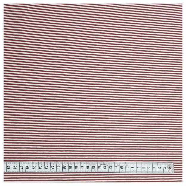 Jersey Streifen terra und weiß 2mm