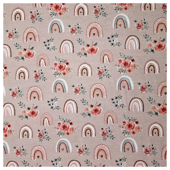 Jersey Digital Regenbogen und Blumen rose