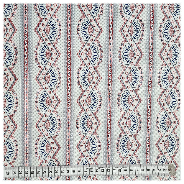 Baumwollsatin rot und blau bedruckt