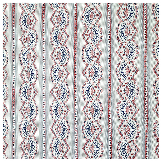 Baumwollsatin rot und blau bedruckt