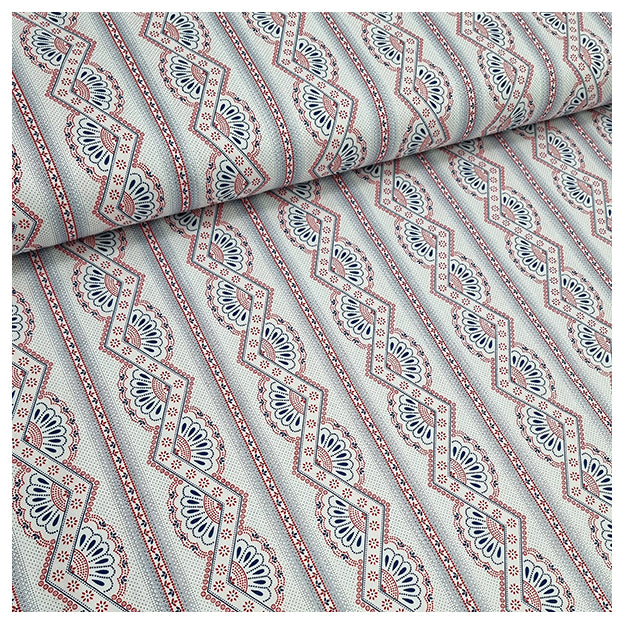 Baumwollsatin rot und blau bedruckt