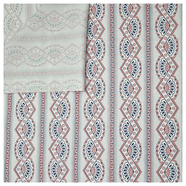 Baumwollsatin rot und blau bedruckt