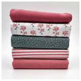Stoffbox Jersey Blumen und Cord mit Rippbündchen