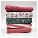 Stoffbox Jersey Blumen und Cord mit Rippbündchen