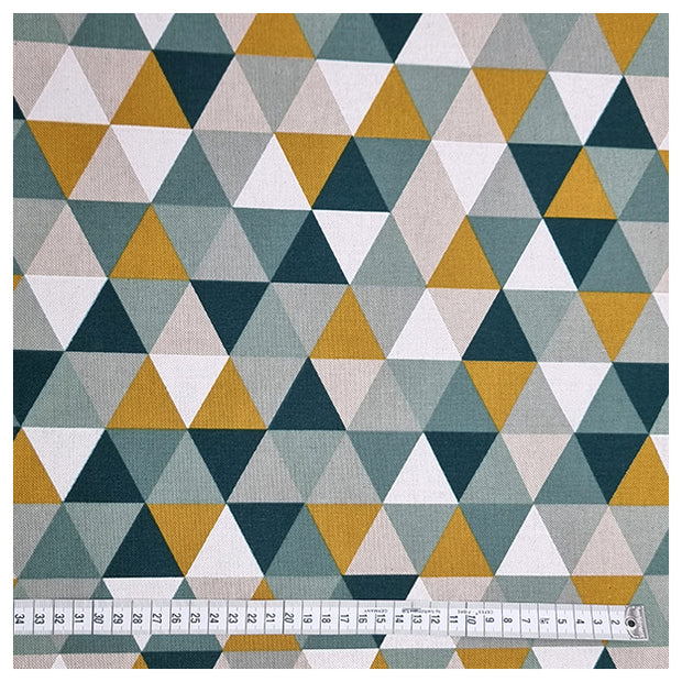 Canvas Leinenoptik Dreiecke mint und petrol