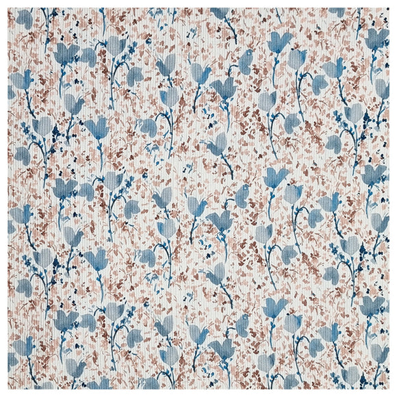 Plissee Jersey Viskose Blumen stahlblau