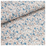Plissee Jersey Viskose Blumen stahlblau