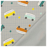 French Terry bunter Bus geraut