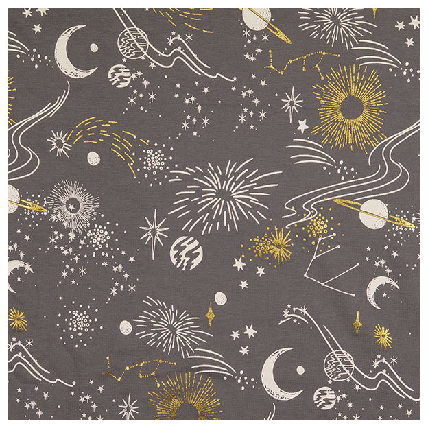 Jersey Stoffpaket Jersey Himmelskörper gold/ Jersey Punkte + Bündchen