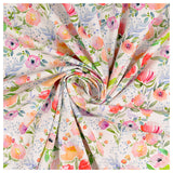 Jersey Blumen Aquarell weiß