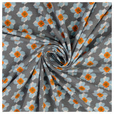 Jersey Blumen grau und hellblau
