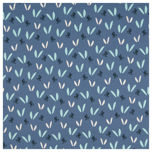 French Terry peach Libelle blau geraut