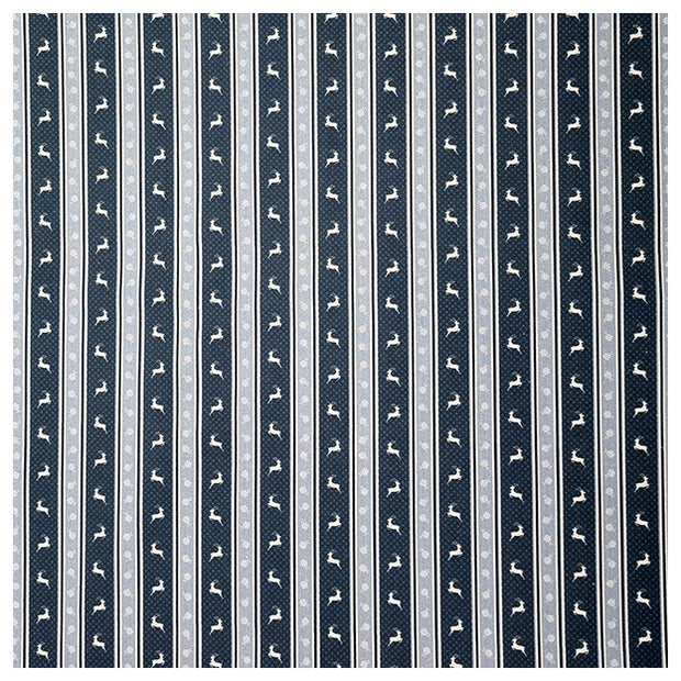 Baumwolle gestreift mit Hirschen blau