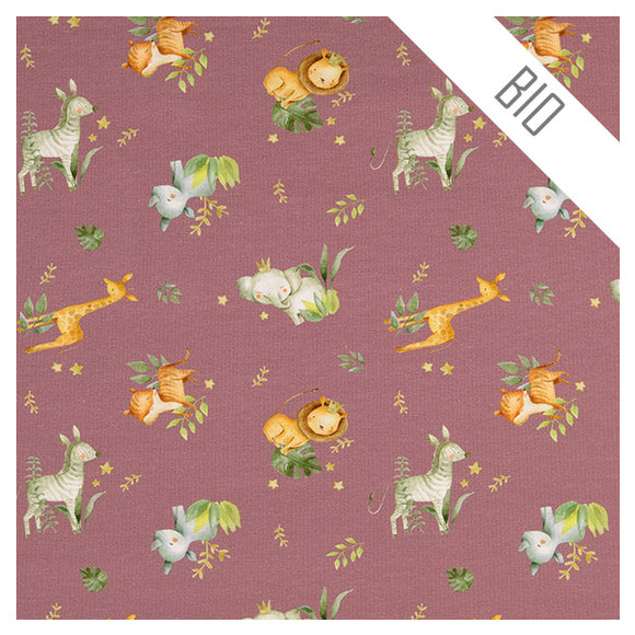 Jersey süße Wildtiere mauve Bio