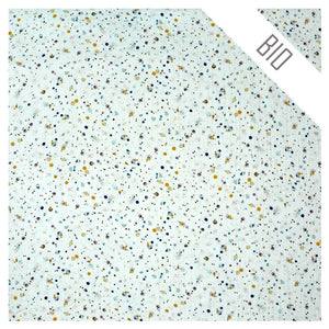 Musselin Baumwolle dots blau und ocker Bio