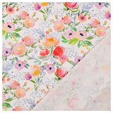 Jersey Blumen Aquarell weiß