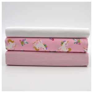 Jersey Stoffpaket Jersey Einhorn gold/ Jersey streifen + Bündchen