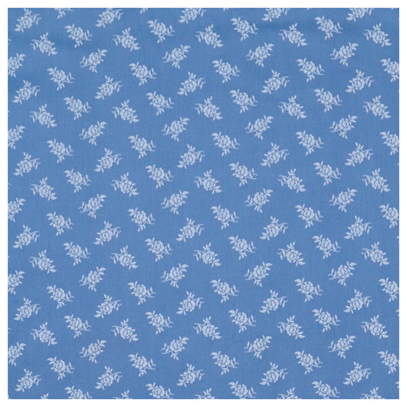 Baumwolle Satin Blumen blau/weiß