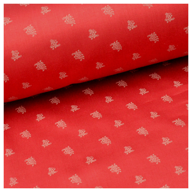 Baumwolle Satin Blumen rot/beige