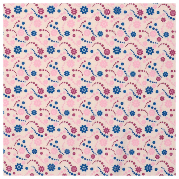 Baumwolle Blumen weiß/blau/violett