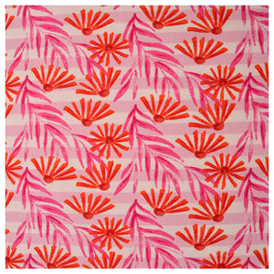 Jersey Blumen/ Streifen rosa