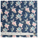 Jersey Blumen jeansblau Digital