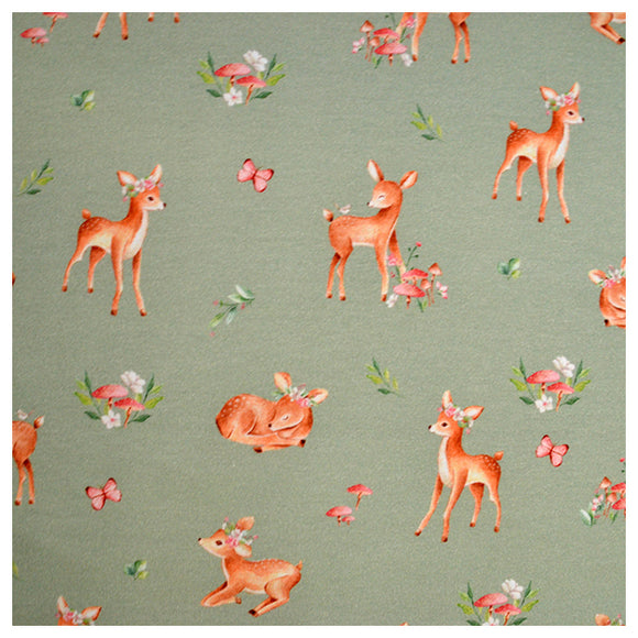 French Terry Digital Bambi altgrün