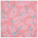 Baumwollstoff Flamingos auf Blättern rosa