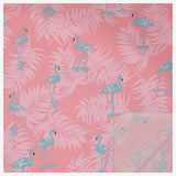 Baumwollstoff Flamingos auf Blättern rosa