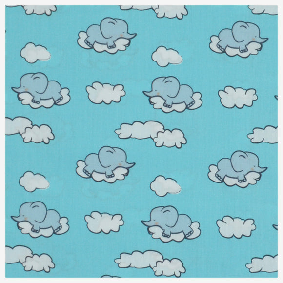 Baumwolle Elefant in den Wolken bright mint