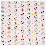 Baumwollstoff Panda Obst rosa/grün