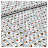 Baumwollstoff Blumen geometrisch blau