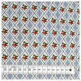 Baumwollstoff Blumen geometrisch blau