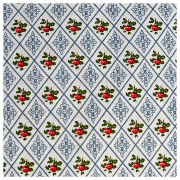 Baumwollstoff Blumen geometrisch blau