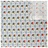 Baumwollstoff Blumen geometrisch blau