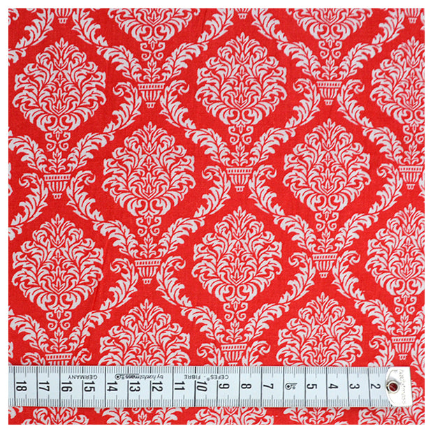 Baumwollstoff Ornamente rot