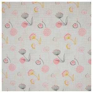 Musselin Baumwolle Blumen pink/gelb