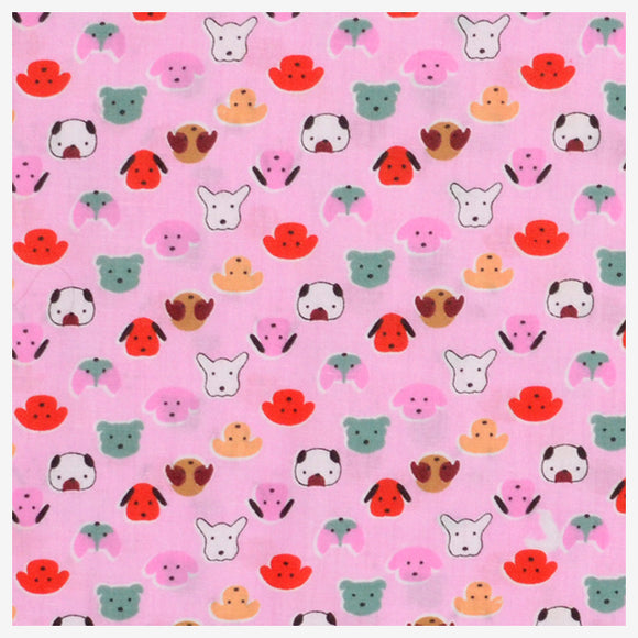 Baumwollstoff Hunde rosa/bunt