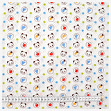 Baumwollstoff Panda Obst hellblau/grün