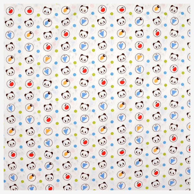Baumwollstoff Panda Obst hellblau/grün